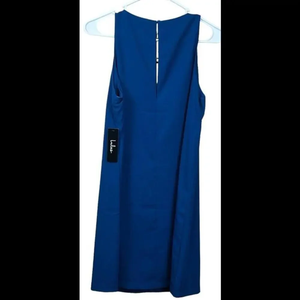 Lulus Womens Near Or Bar Teal Blue Shift Dress Size S Mini Sleeveless V-Neck NWT